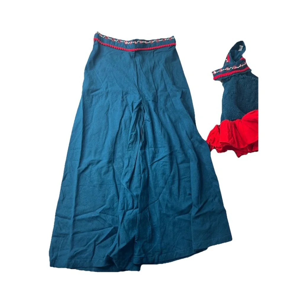 Little Muffet Girls‎ Two Piece Outfit Flowy Dance Event Navy Red Sz 8-9 Boutique